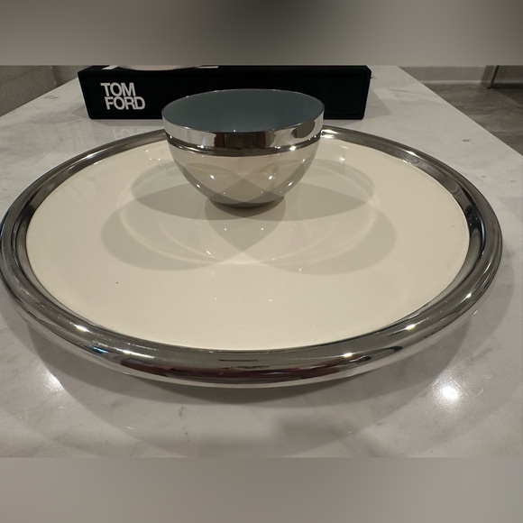 Anthropologie Arlo Chip & Dip Stainless Steel Platter NWT - Picture 2 of 11